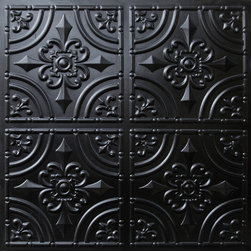205 Faux Tin Ceiling Tile Glue up 24x24 - Black - Ceiling Tile