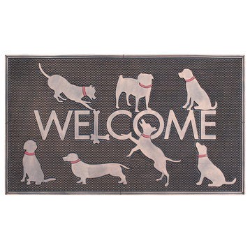 A1HC  Dogs Welcome Rubber Pin Mat, Beautifully Copper Finished 18"x30"