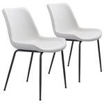 Zuo Modern - Byron Dining Chair (Set of 2) White - The Bryon Chair has mid century modern urban lines and looks great in any space. With a heavy duty vinyl covering and a sturdy steel frame, this chair fits in any dining room, home office, or even as a bedroom accent chair. The legs are finished in a matte black coating that is durable for hospitality use.