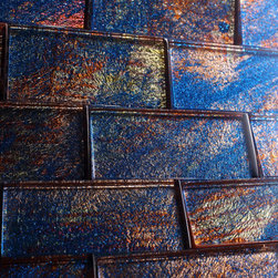 2x4 Glossy Glitter Blue and Red Sky Subway Glass Mosaic Tiles - Home Accessories & Decor