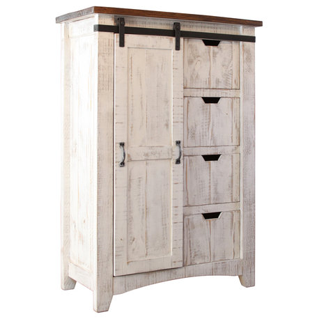 Greenview Barn Door Dresser, 4 Shelves/4 Drawers