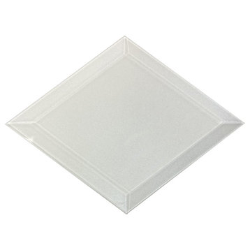 White Diamond Glass 6x8 Beveled Diamond Glass Decorative Backsplash Tile, Set of 80