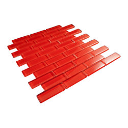 1x3 Red Glossy Subway Glass Mosaic Tiles - Home Accessories & Decor