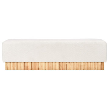 Safavieh Couture Tylie Boucle & Wood Bench, Ivory/Natural