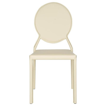 Racey 37"H Round Back Leather Side Chair Buttercreme
