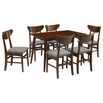 Landon 7-Piece Dining Set, Mahogany Table, 6 Wood Chairs