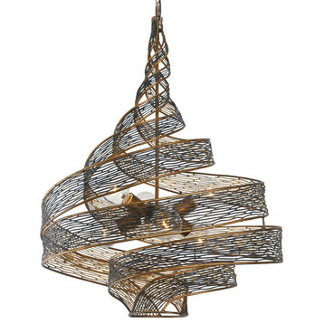 Varaluz 240P06 Flow 6 Light 26"W Abstract Chandelier - Hammered Ore