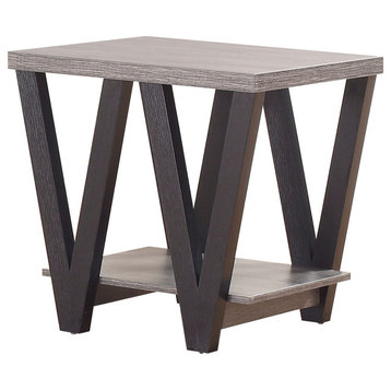 V-Shaped End Table, Antique Gray