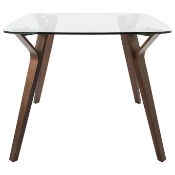 Lumisource Folia Dining Table With Walnut And Clear Glass Finish DT-FOLIA WL+CL