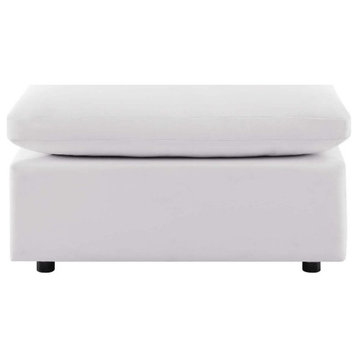 Modway Commix 37" Fabric Aluminum Overstuffed Patio Ottoman in White