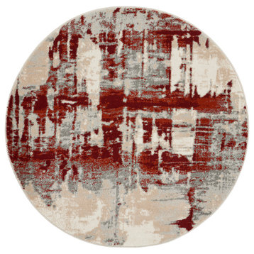 Nourison Maxell 3'10" x Round Ivory/Red Modern Indoor Area Rug