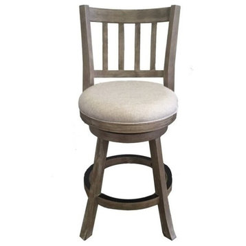 Bowery Hill 24" Wood Swivel Counter Stool in Driftwood Wire-Brush Natural