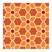 Blossom Red Geometric Floral Wallpaper Bolt