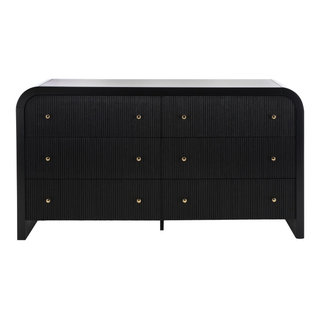 Safavieh Liabella 6 Drawer Curved Dresser - Black/Gold