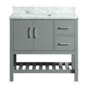 Flora Gray Bathroom Vanity With Marble Top, 37"