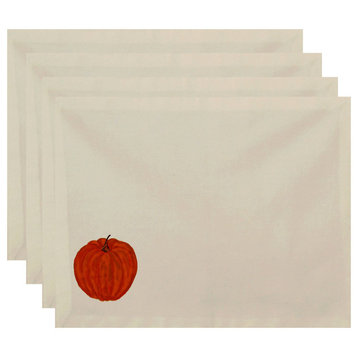 18x14" Li'l Pumpkin, Holiday Print Placemat, Orange, Set of 4