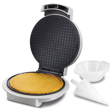 Waffle Cone and Ice Cream Bowl Maker with Browning Control, Shaper Roller