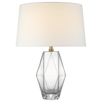 Palacios Medium Table Lamp in Clear Glass with Linen Shade