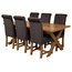 Vermont Oak Extending Dining Table, 6 Washington Chairs, Black Velvet Effect