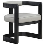 Meridian Furniture - Manchester Faux Leather Upholstered Dining Chair, Grey, Black Finish - Show off your wild side with this unique Manchester vegan leather dining chair from Meridian Furniture. Featuring a frame crafted out of solid rubber wood with a wire brushed black finish, this chair makes a bold statement in any dining space. A soft grey vegan leather cushion and backrest add comfort while you sit and dine, as well as give the chair a 'wild side' flavor. Its contemporary design works well in any living space.