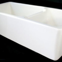 Alfi 39-1/2" Double Bowl Fireclay Sink 18-1/2'' L x 39-1/2'' W x 10'' D - AB4019 - Kitchen Sinks