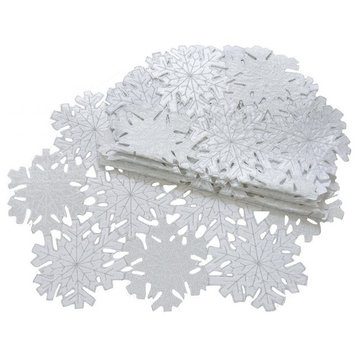 Shimmer Snowflake Embroidered Collection Cutwork Placemat, 14x20, Set of 4