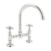 Rohl San Julio Double-Lever Handle Bridge Kitchen Faucet, Polished Nickel