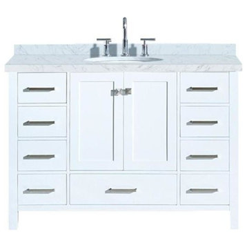 Ariel Cambridge 49" White Modern Oval Sink Vanity Set, No Mirror