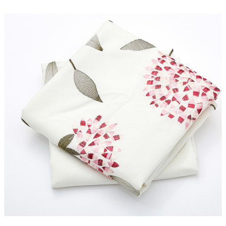 Embroidery Canvas Pillow Cover 2 Piece Set, Burgundy, 26" X 26"