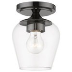 Livex Lighting - Willow 1 Light Black Chrome Flush Mount - This one light flush mount from the willow collection has understated elegance. It features minimal details, clear curved glass with a black chrome finish and can fit into any decor.