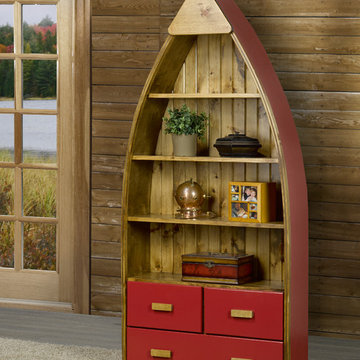 Rustic Pine Canoe Shaped Wine Rack