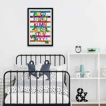 "Caterpillar Alphabet" Framed Painting Print