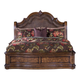 Glory Furniture Louis Phillipe Oak Full Sleigh 4pc Bedroom Set With Three  Drawer Nightstand