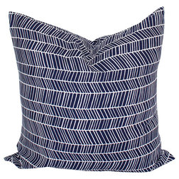 Transitional Decorative Pillows Herringbone Throw Pillow Cover, Navy Blue