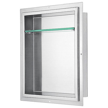 Dawn FNIBN1814 Stainless Steel Finished Shower Niche with One Glass Shelf