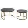 Erick Contemporary Nesting Table With Black Marble Tops, Set of 2