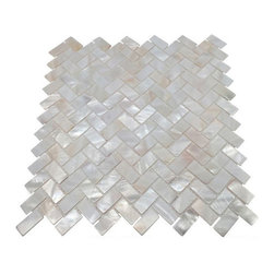 Mother of Pearl Natural Sea Shell Herringbone Mosaic Tile 5/8" x 1 1/4" - Products