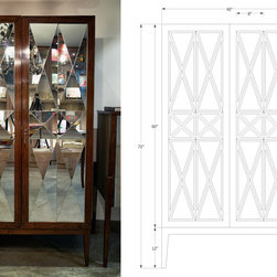 Metaphor | Mirror Fronted Cupboard with Pyramidal Motif - Home Office Furniture
