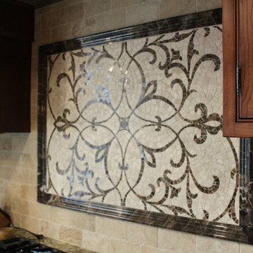 Tumbled Stone Backsplash with Custom Accent in Lancaster, PA.
