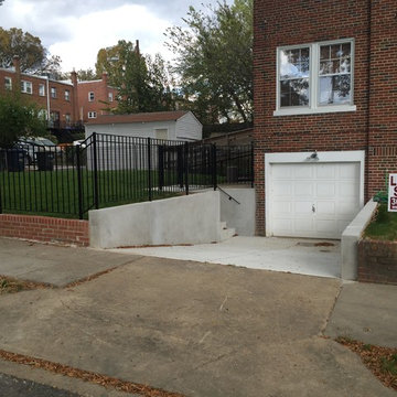 New Concrete Driveway Entrance in Washington DC with Retaining Walls