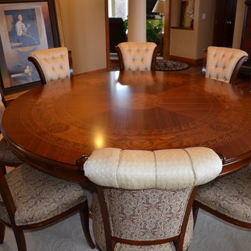 The 76" Round Dining Table with Inlay - Seating for 8