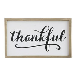 12.5 in. x 16.5 in. Printed "Thankful" Framed Wall Art - Fine Art Prints