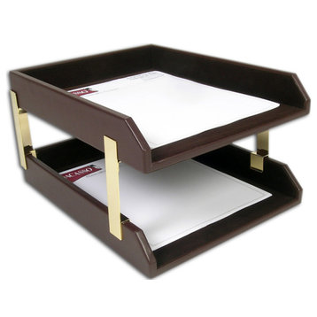 A3420, Chocolate Brown Leather, Double, Letter, Trays