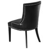 Accent Tufted Leather Dining Chair With Silver Nailhead, Black