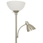 Lightaccents - Light Accents 150W Metal Floor Lamp With Side Reading Light, Satin Nickel, Satin - Incandescent torchiere floor lamp for small- to medium-size rooms