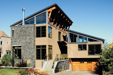 Inspiration for a contemporary exterior home remodel in Calgary