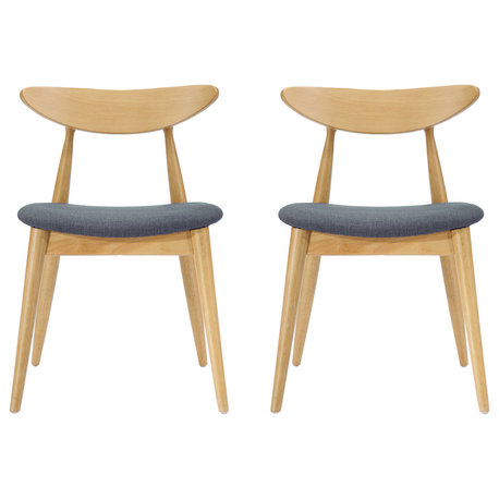GDF Studio Issaic Mid Century Design Wood Dining Chairs, Set of 2, Gray/Oak