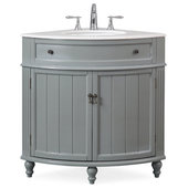 13'' Small Wall Mounted Corner Bathroom Vanity with Ceramic Sink