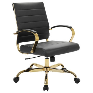 LeisureMod Benmar Modern Adjustable Leather Office Chair in Black