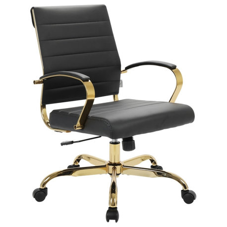 LeisureMod Benmar Modern Adjustable Leather Office Chair in Black